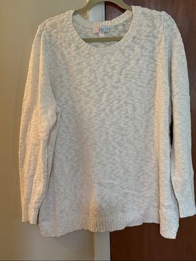 Belle Beach Kim Gravel Slub Cream Crewneck Sweater - Soft Knit Pullover